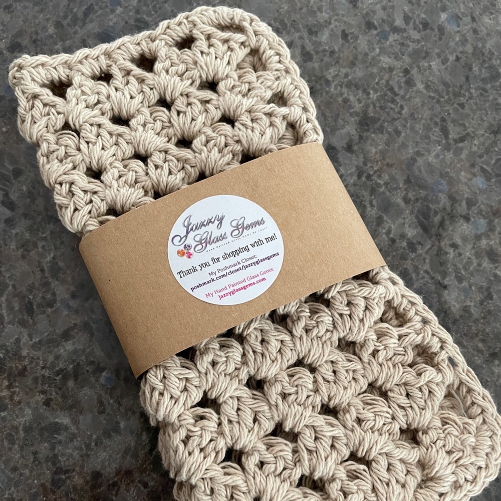 Handmade Crocheted Washcloths Facecloths Dishcloths, 100% COTTON, Set of 2 - Picture 2 of 3